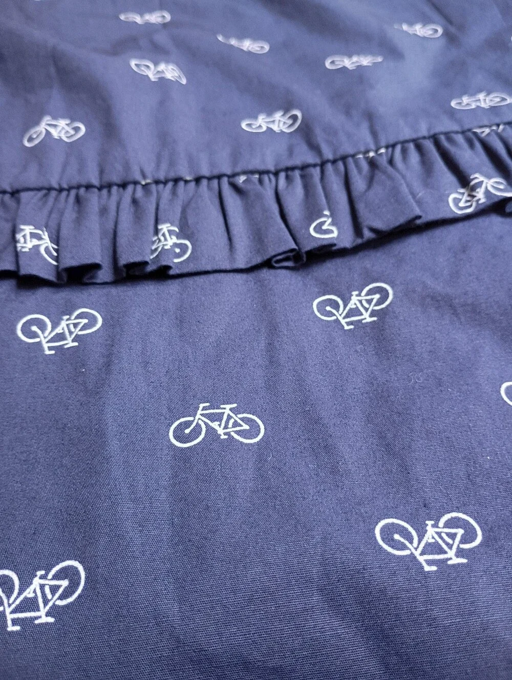 Hope & Henry Girls Organic Cotton Navy Long-Sleeve Bicycle Print Dress Size 12